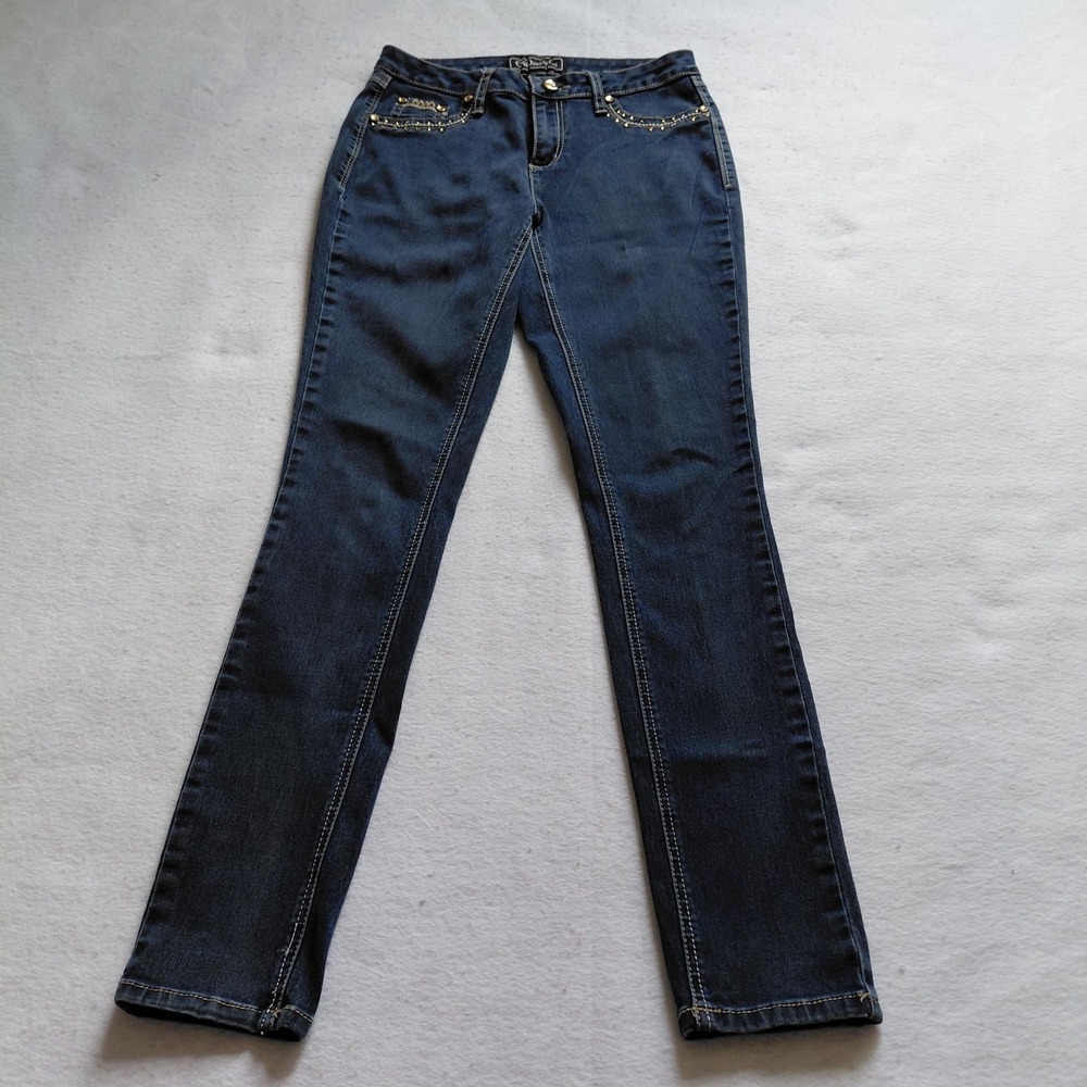 Cato Premium Womens Bootcut Jeans Size 8 Dark Studded Embellished Denim Y2K